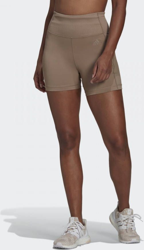 Adidas Hyperglam Training Korte Legging Chalky Brown Dames