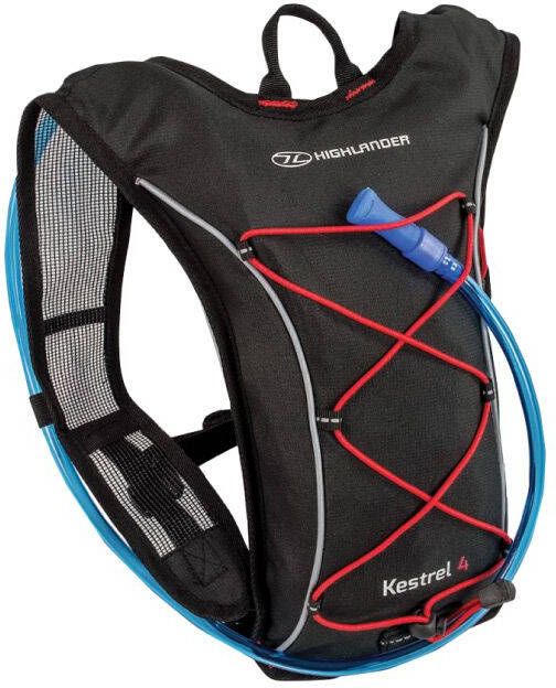 Highlander Kestrel 4l drinkrugzak zwart/rood