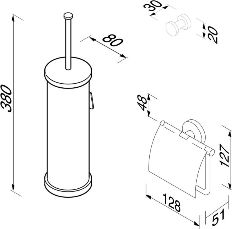 Geesa Toiletset Accessoires Nemox met Toiletborstel Toiletrolhouder en Handdoekhaak RVS