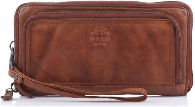 Bear Design Cow Lavato Demi Portemonnee Cognac