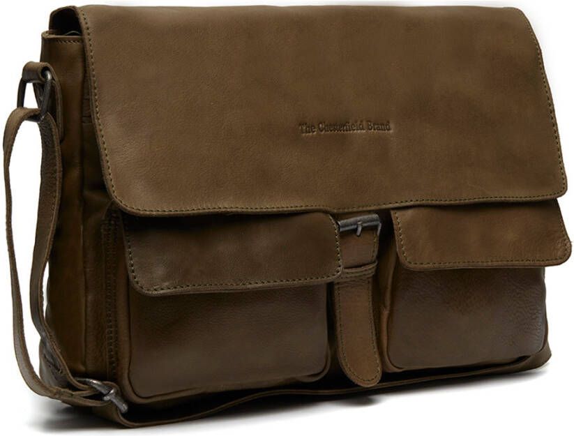 Chesterfield Interlaken Leren Schoudertas Olijfgroen