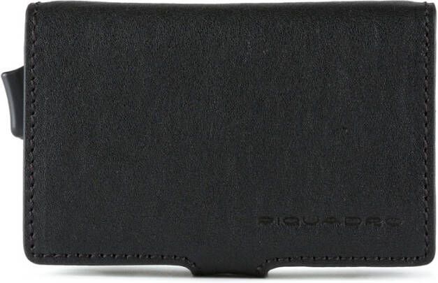 Piquadro Black Square Double Creditcard Case With Sliding System Black