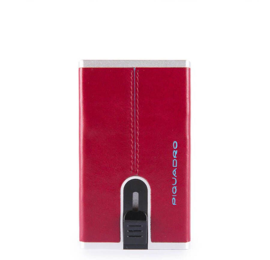 Piquadro Blue Square Creditcard Case With Sliding System Red