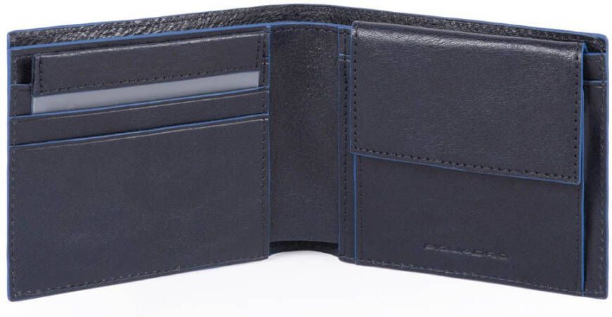 Piquadro Blue Square S Matte Men&apos, s Wallet With Coin Pocket Night Blue