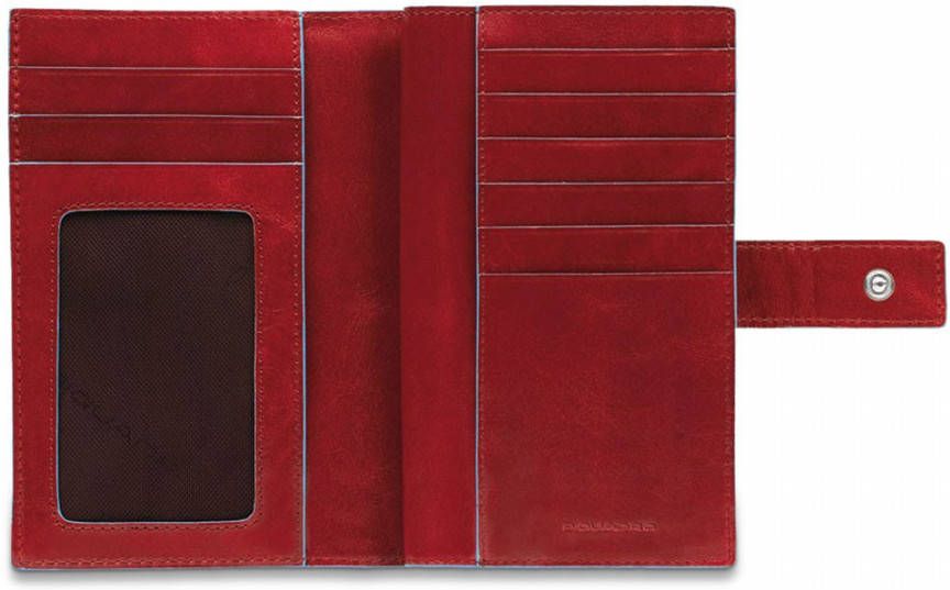 Piquadro Blue Square Women Wallet With Coin Case Red