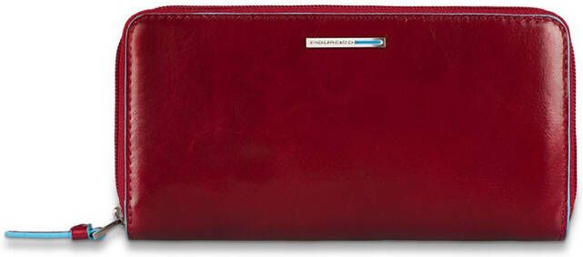 Piquadro Blue Square Women Zip Long Wallet Red