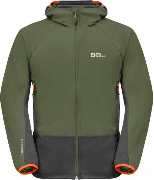 Jack Wolfskin Eagle Peak II Hoody Softshelljack, olijfgroen