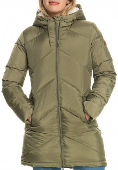 Roxy Women's Storm Warning Lange jas, olijfgroen