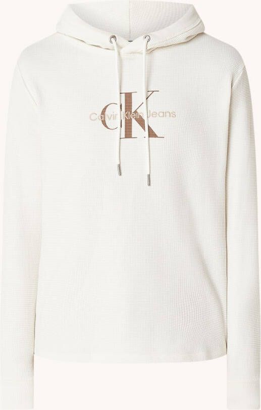 Calvin Klein Archival Monologo Waffle Hoodie , Beige, Heren