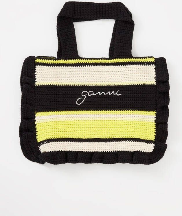 Ganni Haak franje draagtas in geel katoen , Geel, Dames