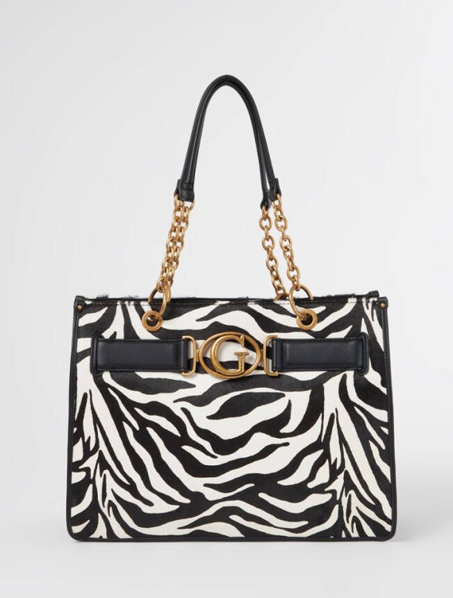 Guess Aviana schoudertas met ponyhair en zebraprint