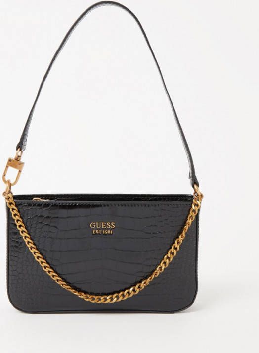 Guess Katey schoudertas met crocostructuur