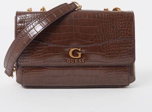 Guess Nell schoudertas met crocostructuur