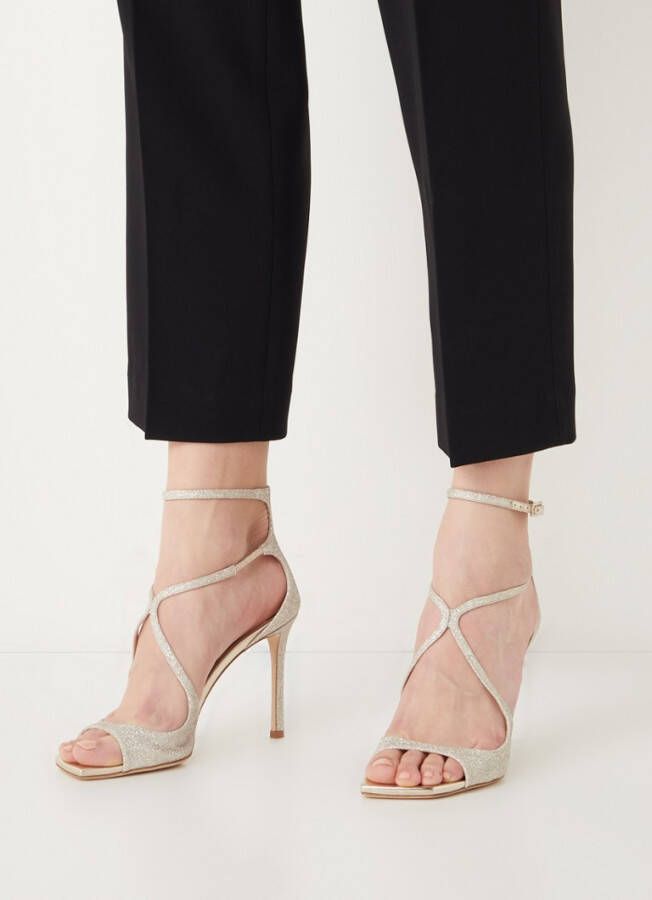 Jimmy Choo Azia sandalette van leer met glitter