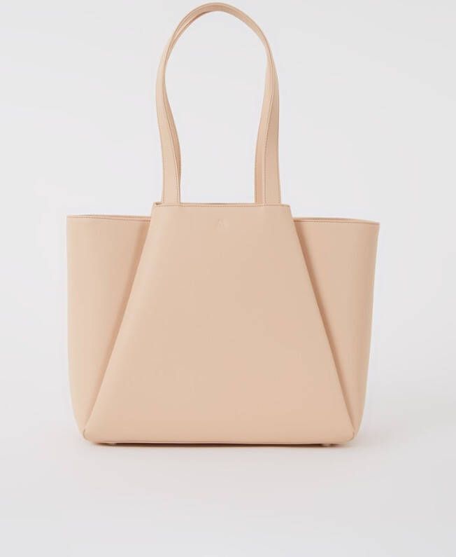 KAAI Midi Pyramid schoudertas van leer met 13, 5 inch laptopvak