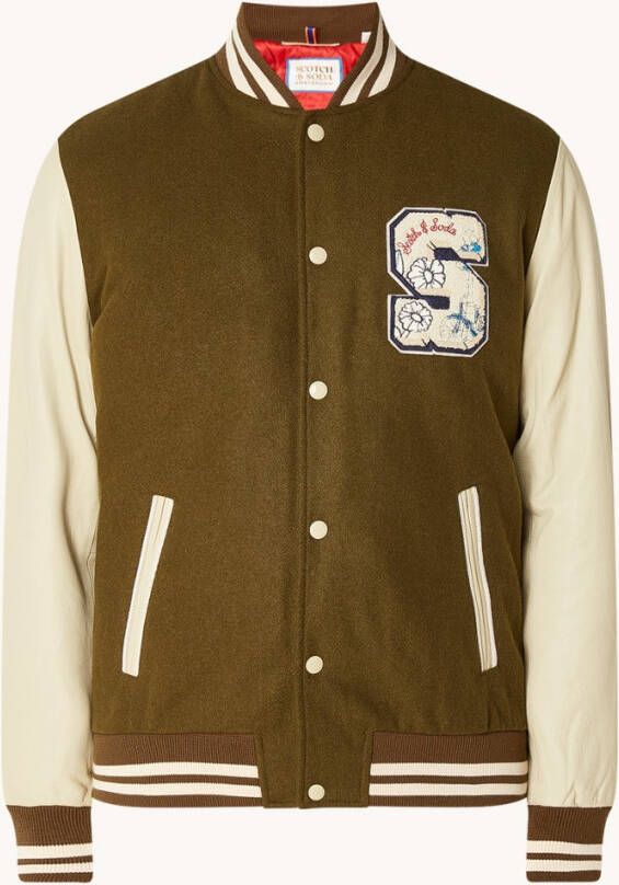 Scotch & Soda College jack in wolblend met details van geitenleer