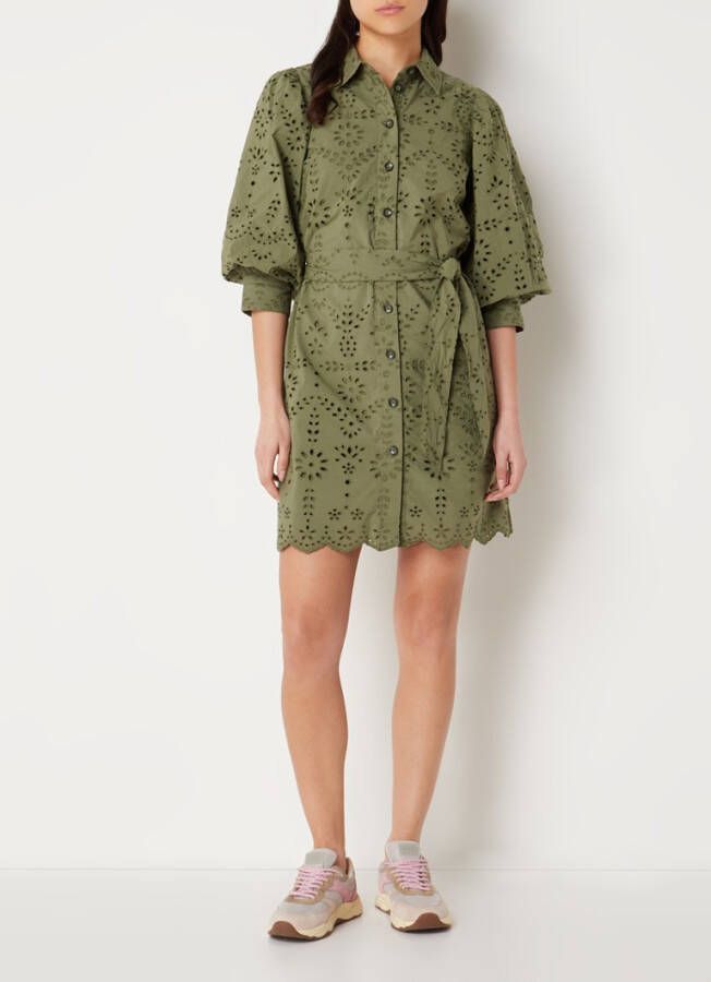 Scotch & Soda Midi jurk met opengewerkte details en ballonmouw