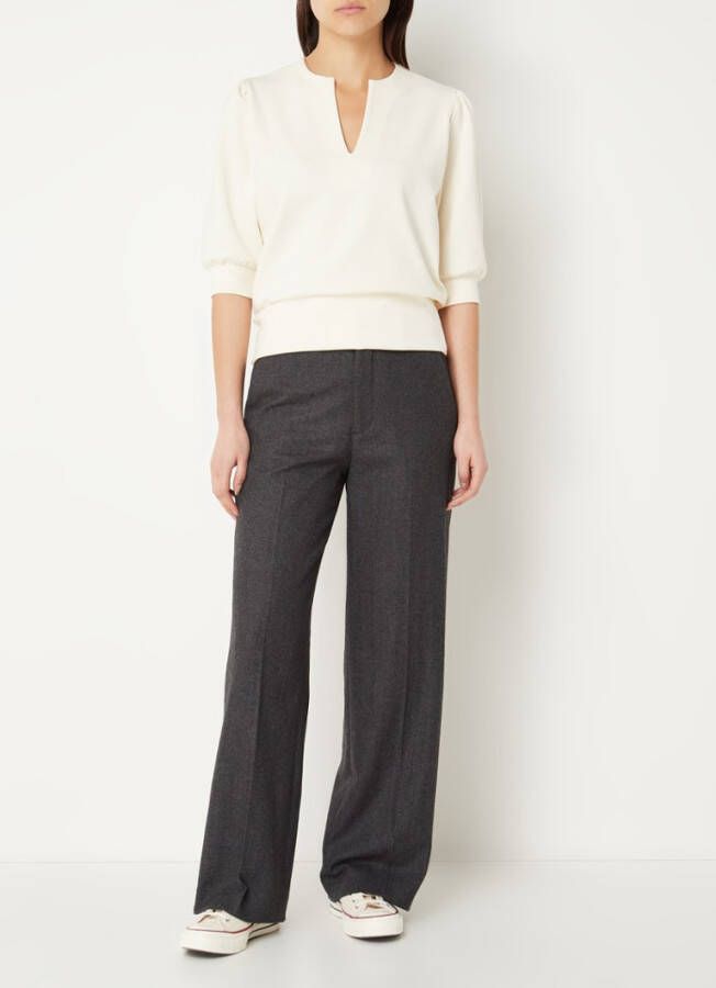 Scotch & Soda Voluminous sleeved v neck sweat vanilla white