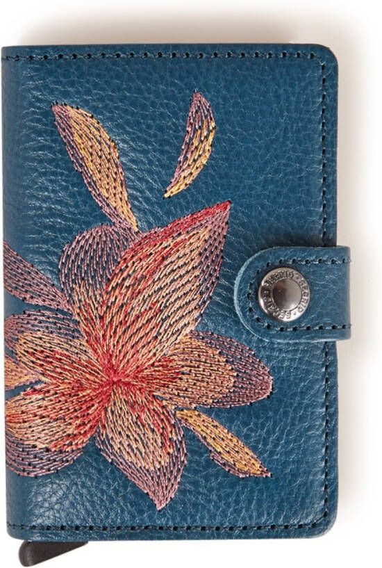 Secrid Miniwallet Portemonnee Stitch Magnolia petrolio Dames portemonnee