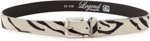 Legend leren riem met zebraprint wit/zwart