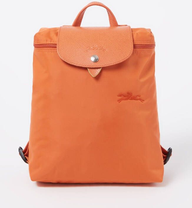 Longchamp Le Pliage Green rugzak van canvas met leren details