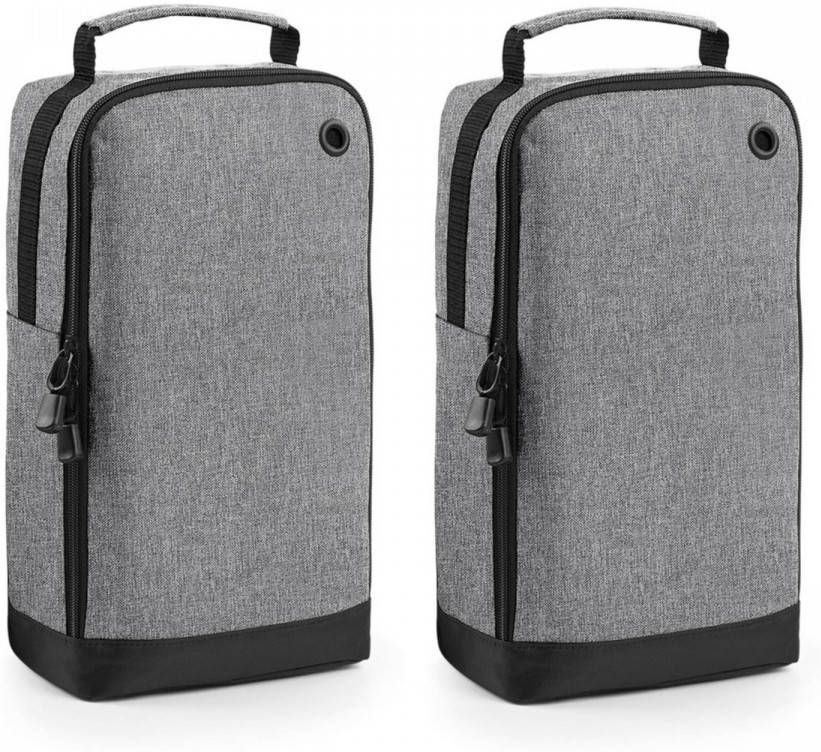 Bagbase 2x Stuks Grijze Schoenentas/reistas 8 Liter 35 X 19 X 12 Cm Reistas(Volwassen )