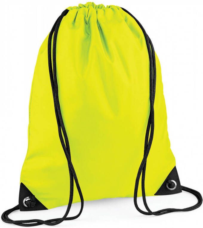Bagbase Sport Gymtas Fluoriserend Geel Met Rijgkoord 45 X 34 Cm Gymtasje Zwemtasje