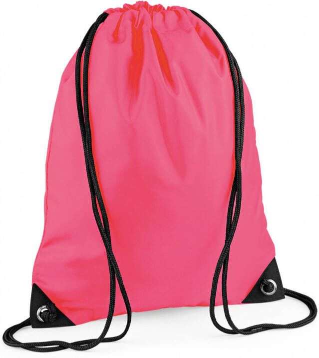 Bagbase Sport Gymtas Fluoriserend Roze Met Rijgkoord 45 X 34 Cm Gymtasje Zwemtasje