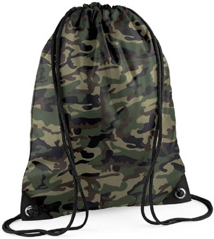 Bagbase Sport Gymtas Jungle Camouflage Met Rijgkoord 45 X 34 Cm Gymtasje Zwemtasje