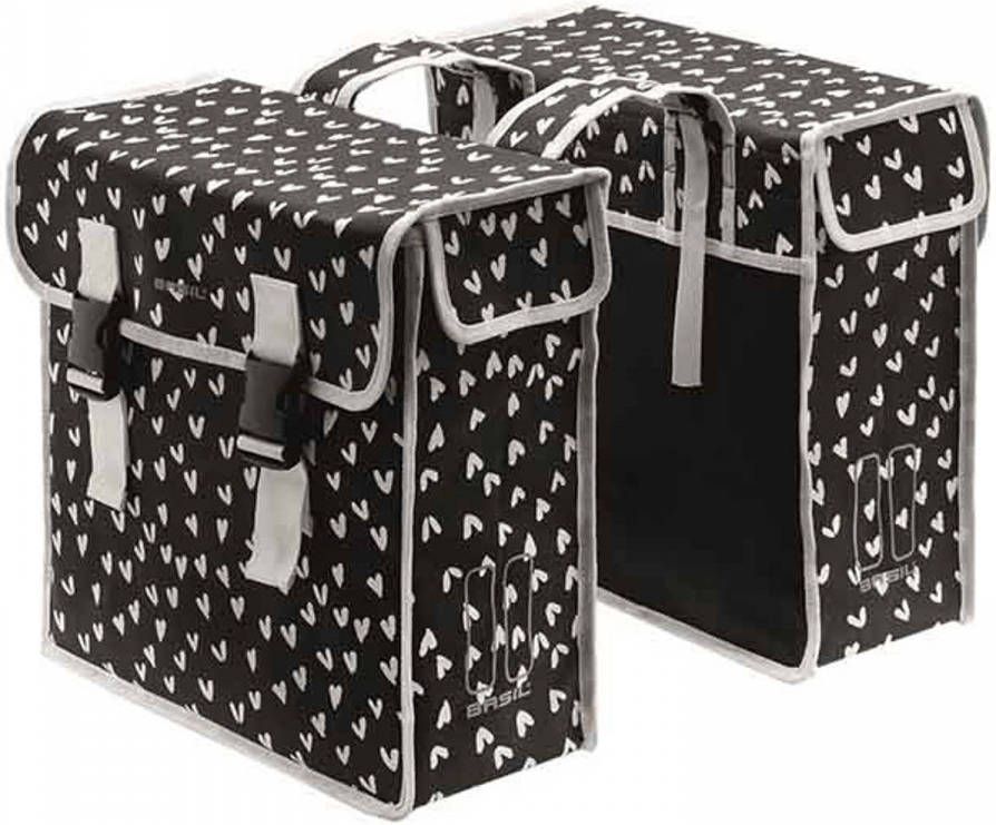 Basil Dubbele Fietstas Mara Xl Heart Dots 35 Liter 17698