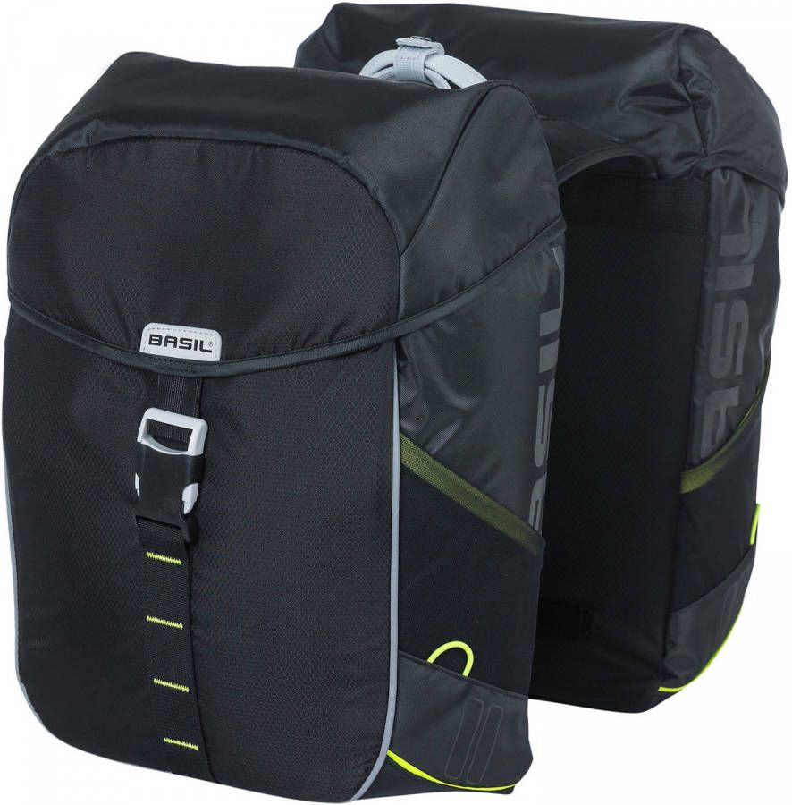 Basil Dubbele Fietstas Miles 34 Liter Polyester Zwart/lime