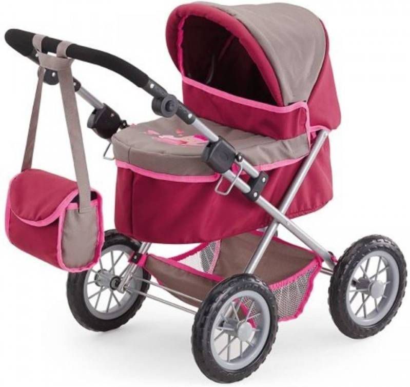 Bayer Poppenwagen Trendy, rood/bruin met luiertas
