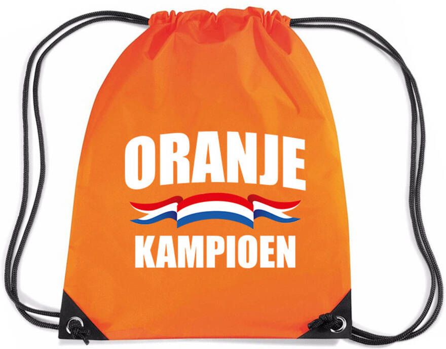 Bellatio Decorations Oranje Kampioen Voetbal Rugzakje/Sporttas Met Rijgkoord Oranje Gymtasje Zwemtasje