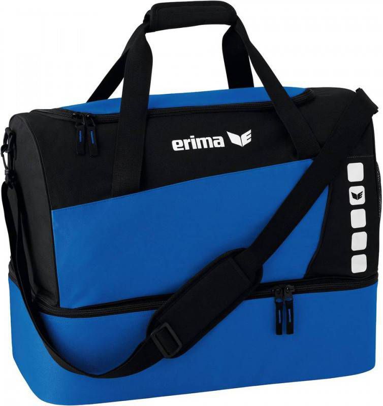 Erima Sporttas Club 5 Line Zwart/ Blauw Maat L
