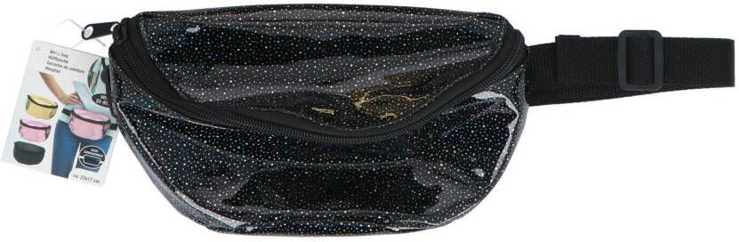 Merkloos Heuptasje/buideltasje/fanny Pack Metallic Glitter Zwart 22 X 15 Cm Heuptassen