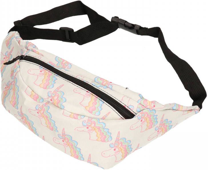Merkloos Roze/lichtblauwe Eenhoorn Print Heuptasje/buideltasje 25 X 15 Cm Heuptassen