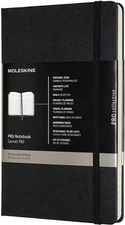 Moleskine Notitieboek Professional, Ft 13 X 21 Cm, Gelijnd, Harde Cover, 240 Blad, Zwart