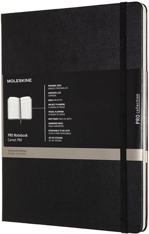 Moleskine Notitieboek Professional, Ft 19 X 25 Cm, Gelijnd, Harde Cover, 189 Blad, Zwart