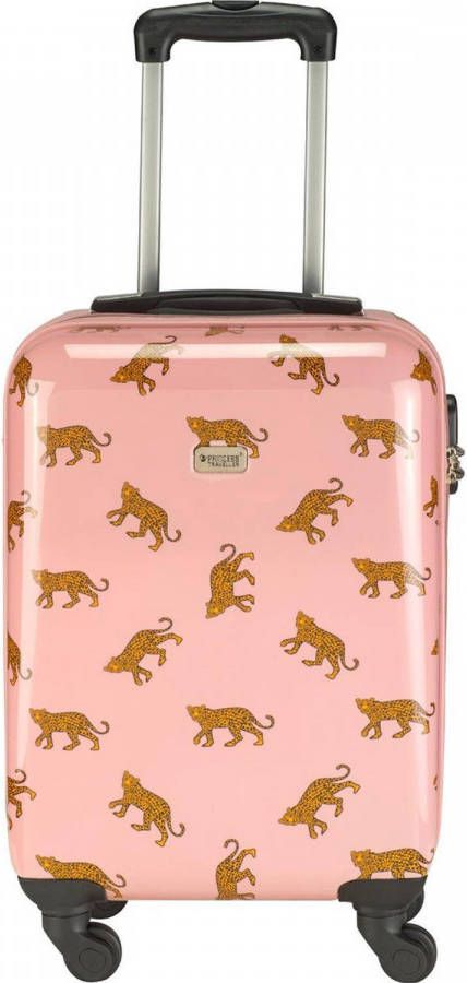 Princess Traveller Trendy Animal Leopard Cabin Trolley S pink Harde Koffer