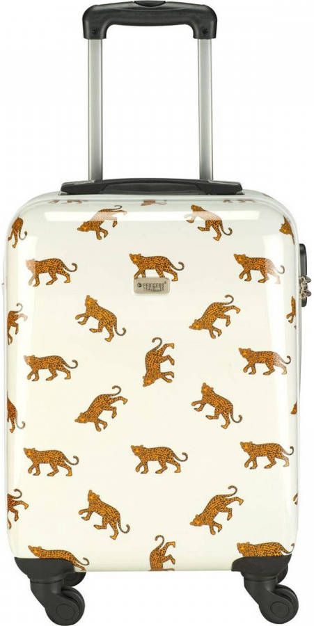 Princess Traveller Trendy Animal Leopard Cabin Trolley S white Harde Koffer