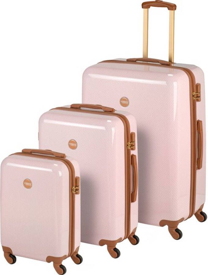 Princess Traveller Trendy Dots Set(SML)pink Harde Koffer