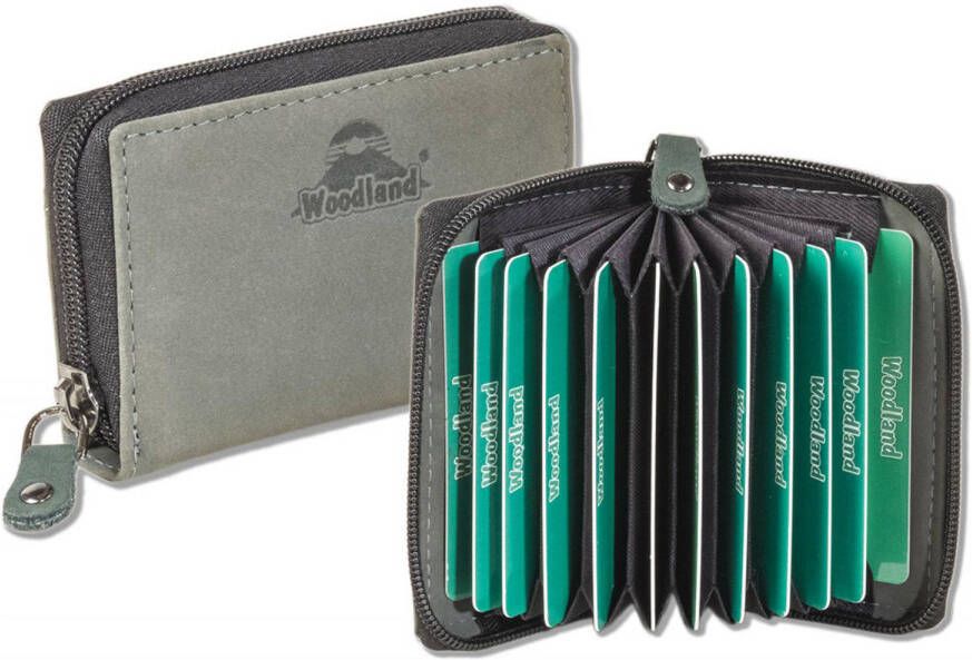 Woodland Rfid Waaier Creditcardhouder Met Rits 13 Pasjes Grijs