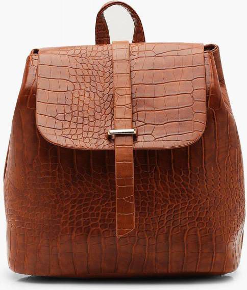 boohoo Krokodillen Rugzak Met Label, Geelbruin
