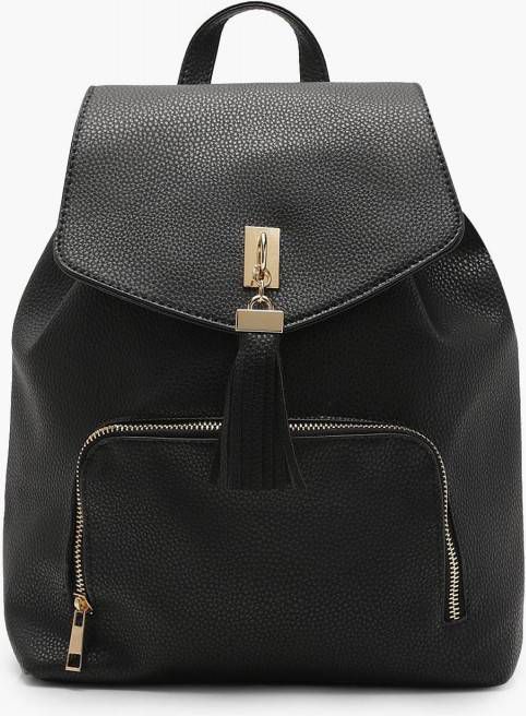 boohoo Gerafelde Rugzak Met Kwastjes, Black