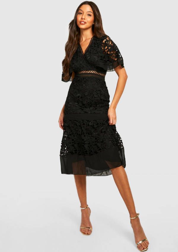 boohoo Gehaakte Mesh Midi Jurk, Black