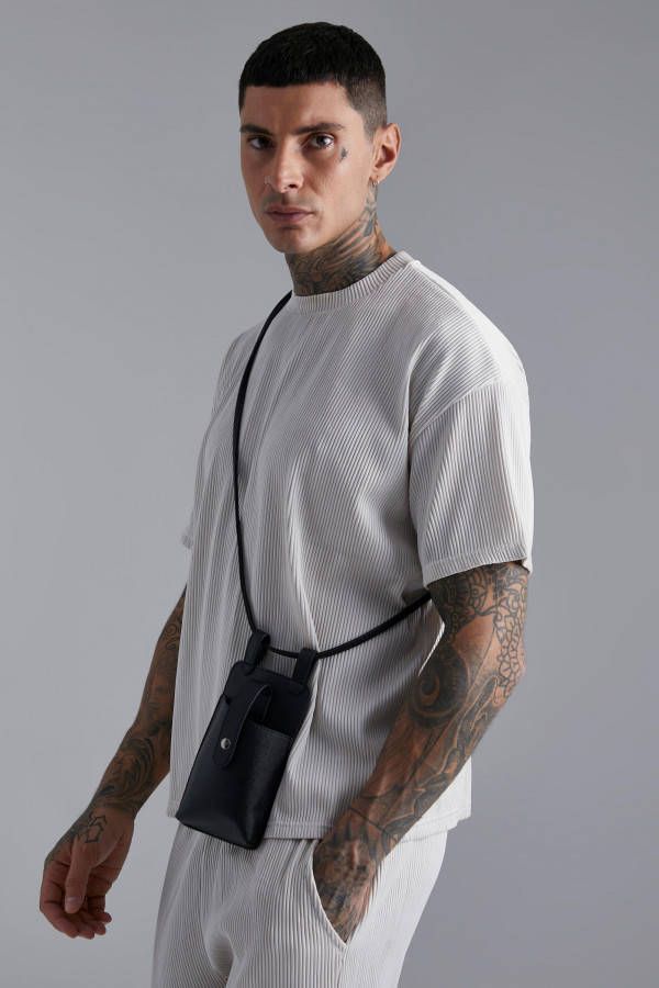 boohoo Nette Schoudertas Met Mobiel Vakje, Black