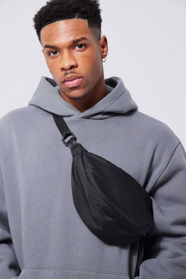 boohoo Nylon Schoudertas, Black