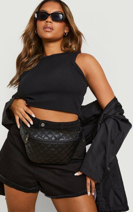 boohoo Plus Gewatteerd Buideltasje Met Stiksels, Black