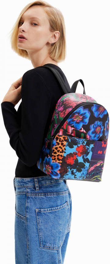 Desigual Kleine rugzak met gebloemde patch