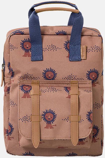 Fresk rugzak Small met leeuwenprint bruin